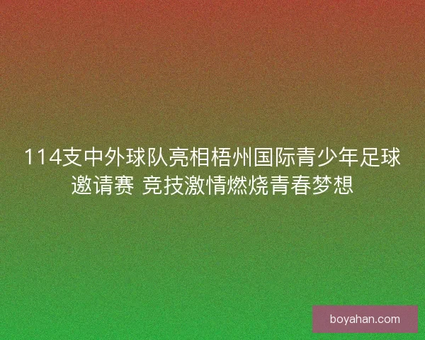 114支中外球队亮相梧州国际青少年足球邀请赛 竞技激情燃烧青春梦想 114支中外球队亮相梧州国际青少年足球邀请赛 竞技激情燃烧青春梦想