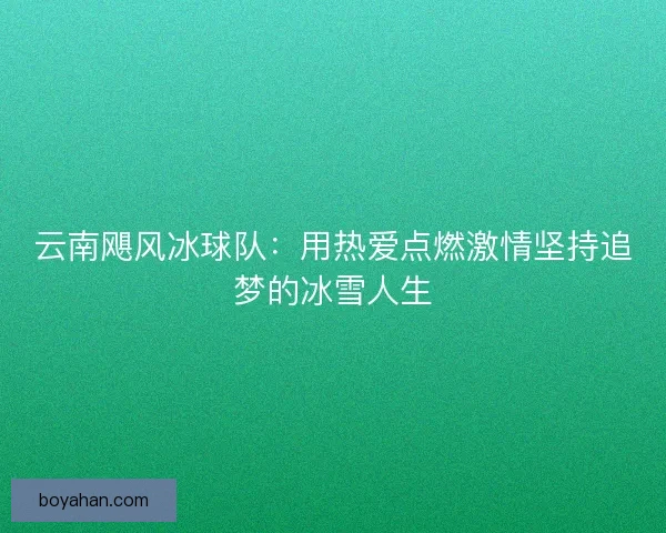云南飓风冰球队:用热爱点燃激情坚持追梦的冰雪人生 云南飓风冰球队:用热爱点燃激情坚持追梦的冰雪人生